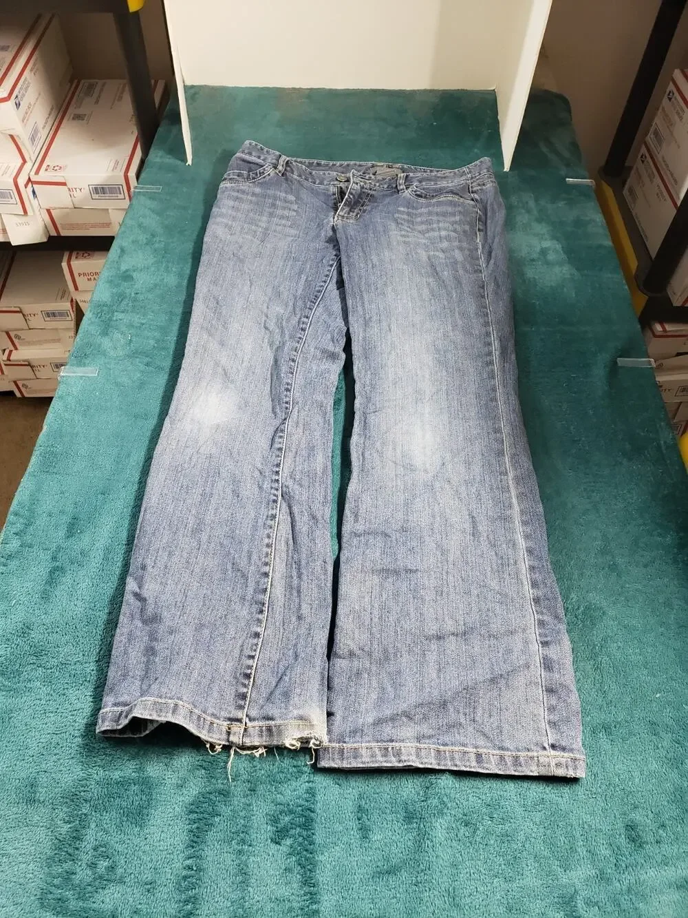 Ann Taylor Jeans Size 8 Petite Women Blue Pants Denim Stretch Mid Rise Wide Leg